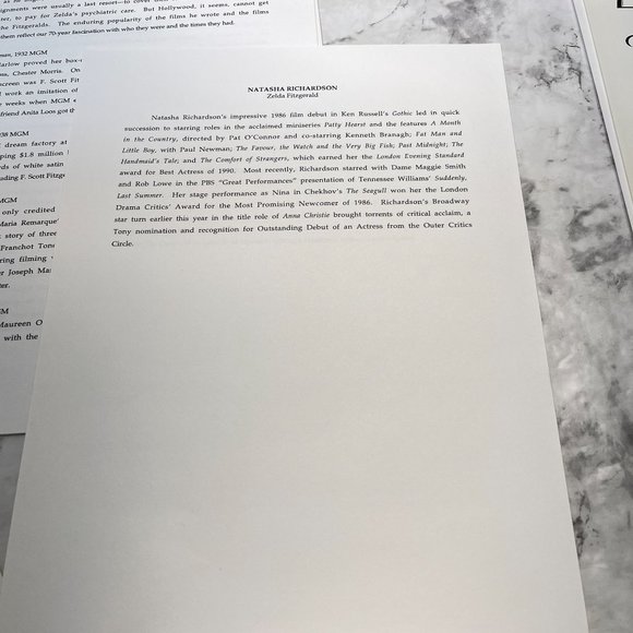 TNT Movie Press Kit Zelda Timothy Hutton Natasha Richardson F Scott Fitzgerald - Picture 7 of 11